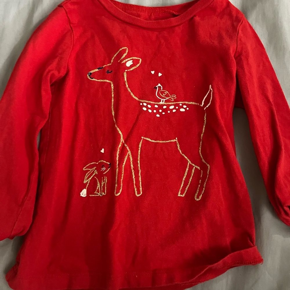 Carter's Red Long Sleeve Tee with Deer Design